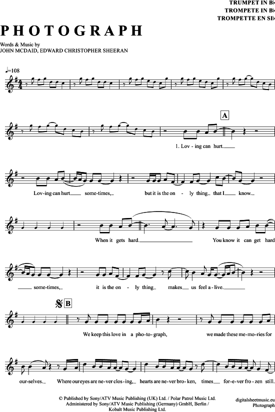 Produktgalerie: Seite 1 von 4 Photograph , Sheeran, Ed, Trompete in B