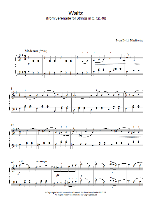 Product gallery: Page 1 of 1 Waltz (from Serenade for Strings In C, Op. 48), Pyotr Il'yich Tchaikovsky