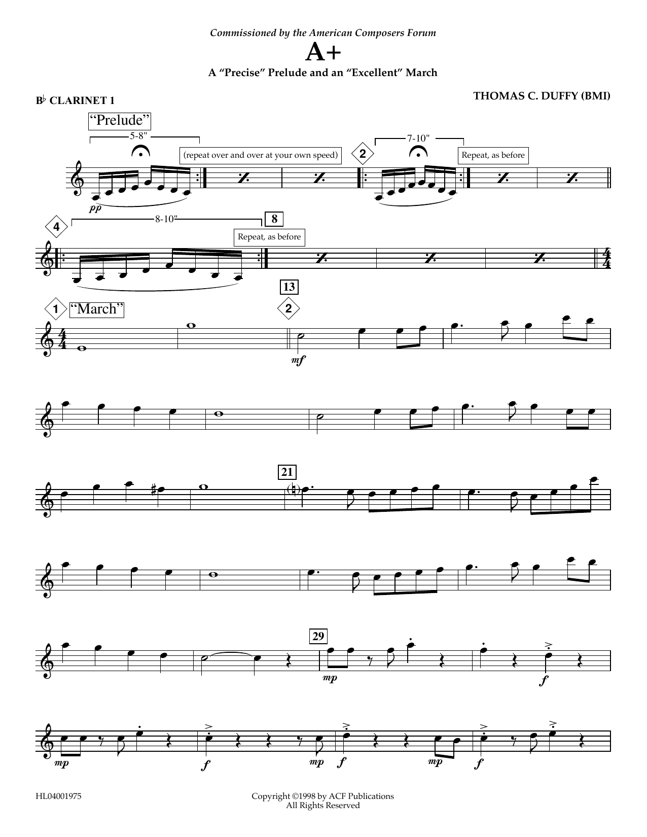 Product picture to: A+: A "Precise" Prelude and an "Excellent" March - Bb Clarinet 1
