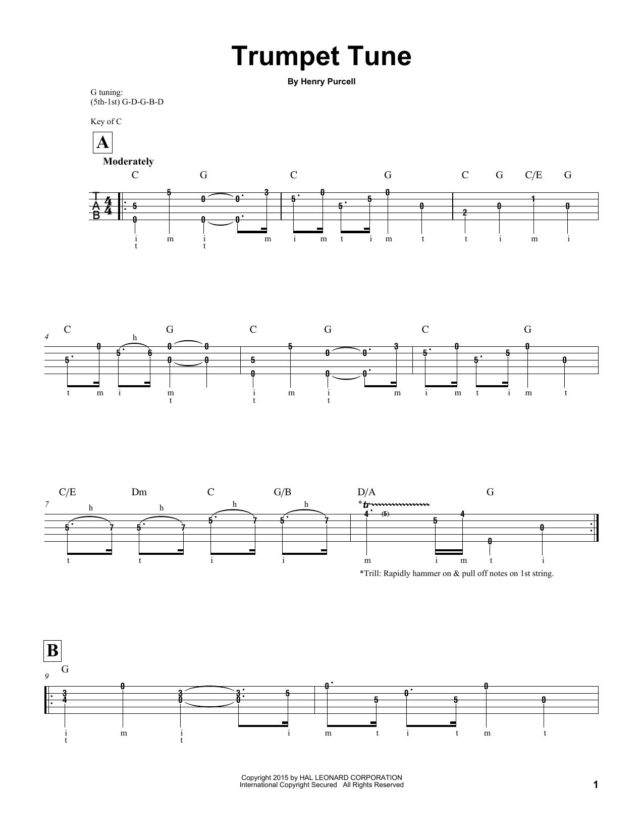 Produktgalerie: Seite 1 von 1 Trumpet Tune, Henry Purcell, Banjo
