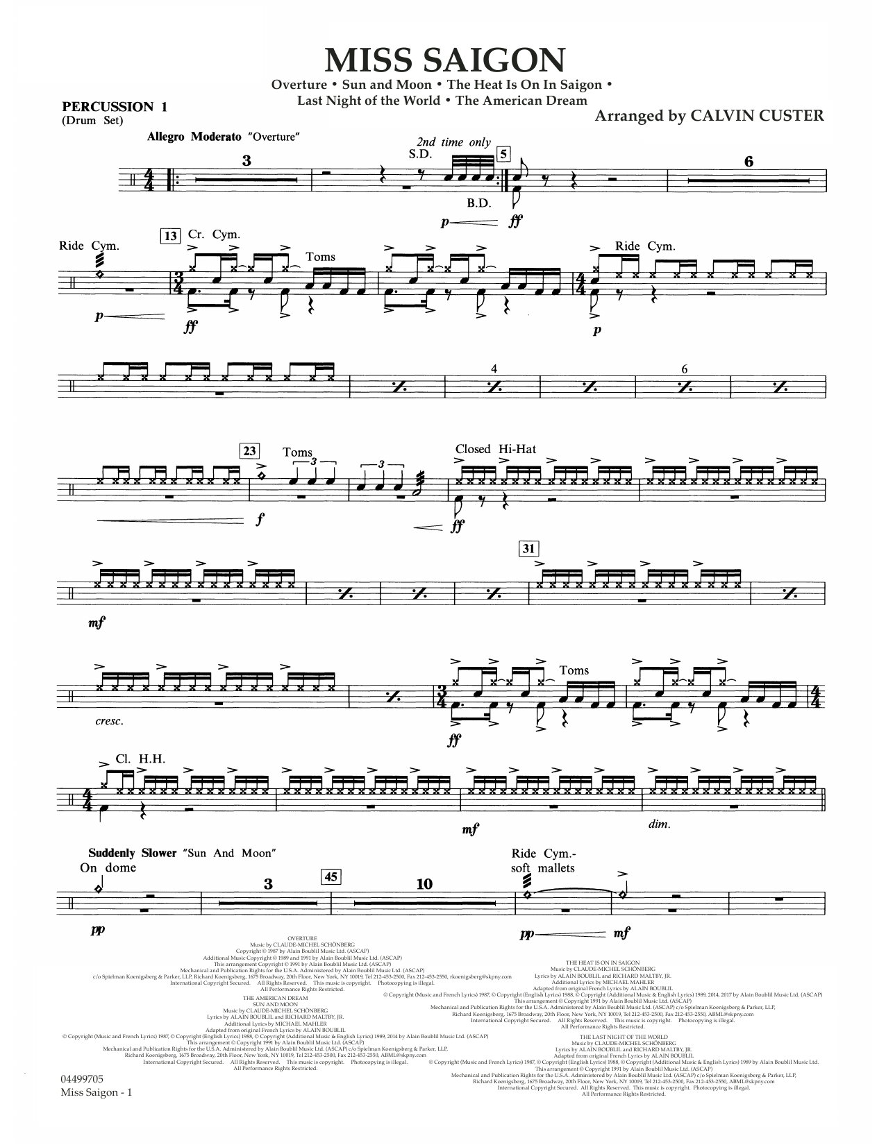 Produktgalerie: Seite 1 von 1 Miss Saigon (arr. Calvin Custer) - Percussion 1, 
