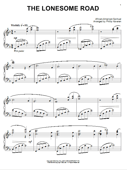 Product gallery: Page 1 of 1 The Lonesome Road (arr. Phillip Keveren), African-American Spiritual