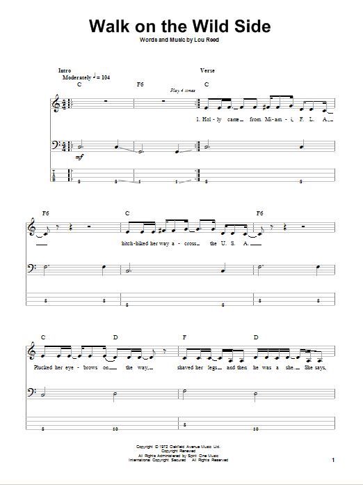 Produktgalerie: Seite 1 von 1 Walk On The Wild Side, Lou Reed, E-Bass