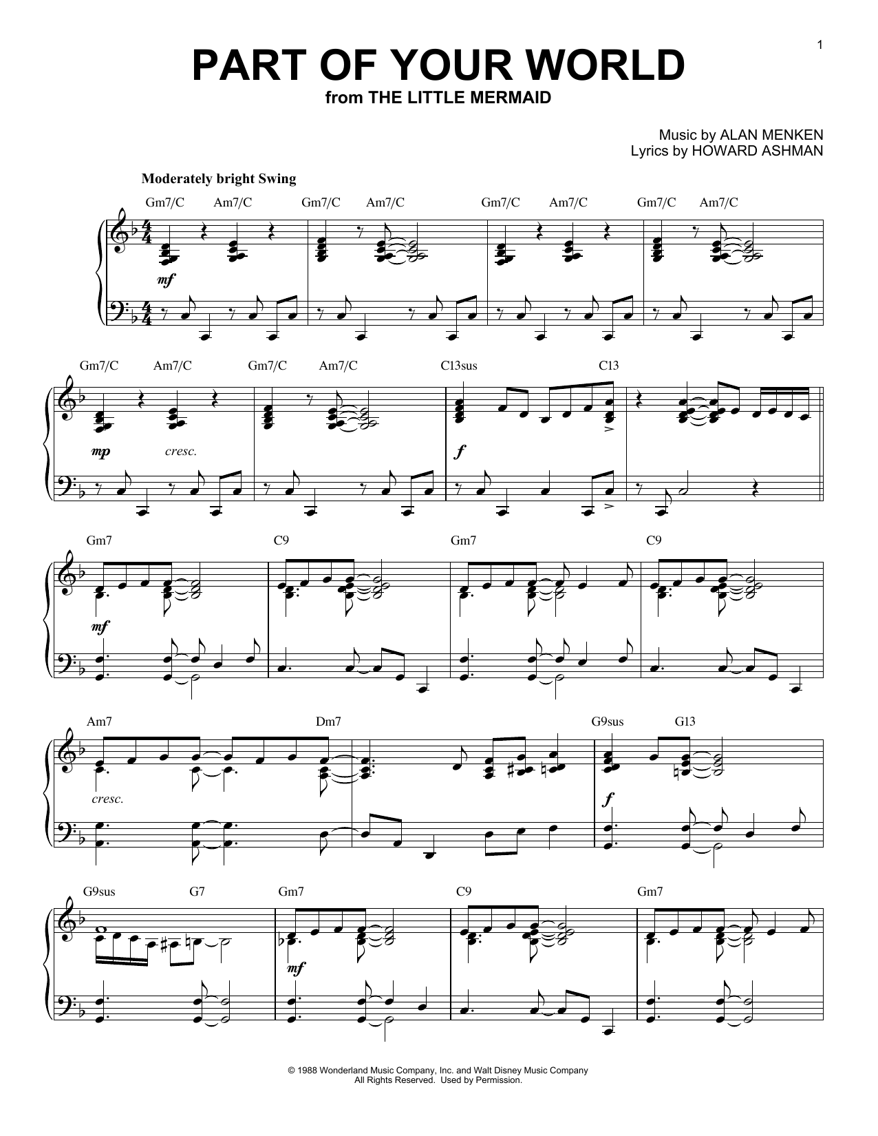 Product gallery: Page 1 of 1 Part Of Your World [Jazz version] (from The Little Mermaid), Alan Menken & Howard Ashman