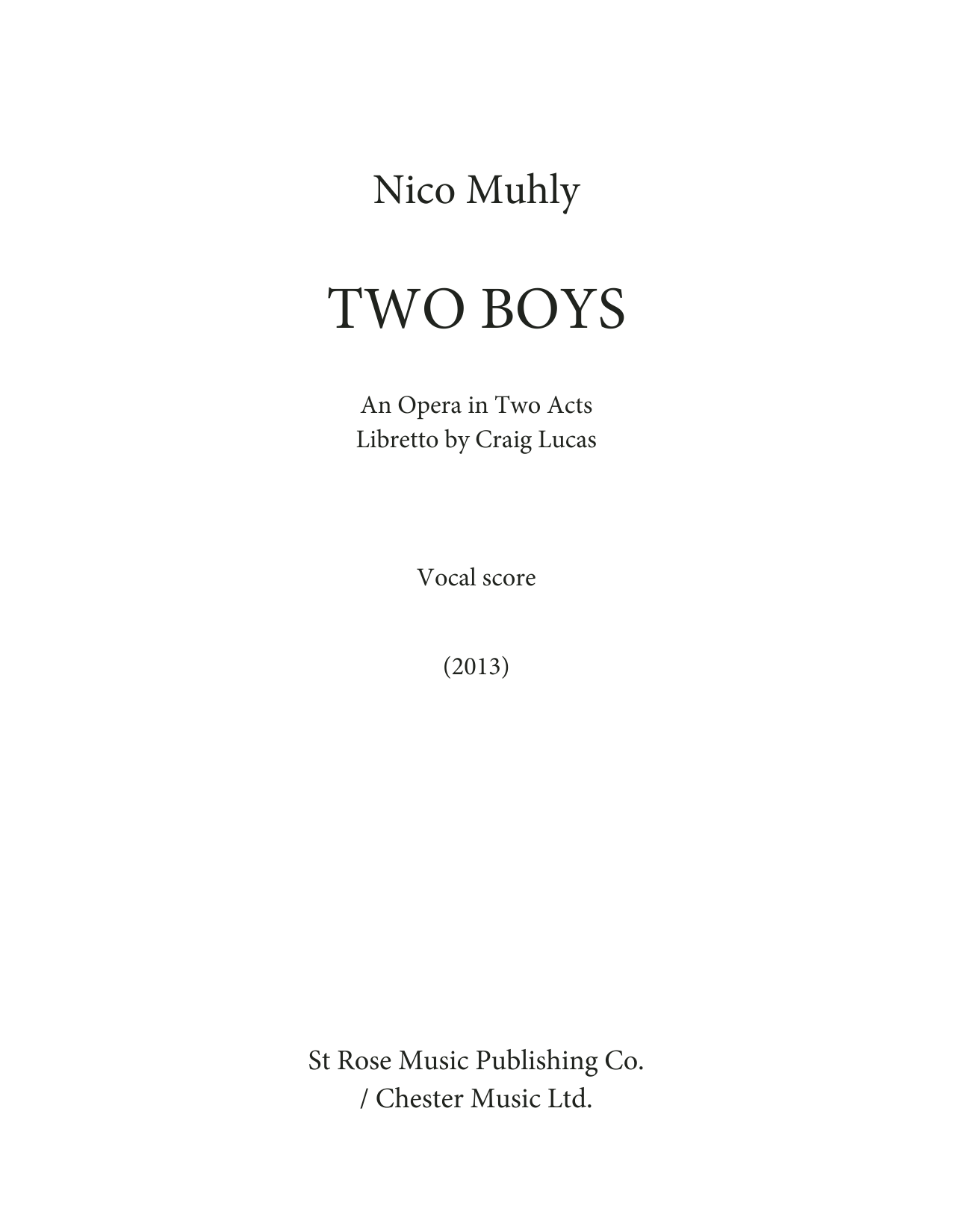 Produktgalerie: Seite 1 von 1 Two Boys, Nico Muhly, Gesang, Klavier
