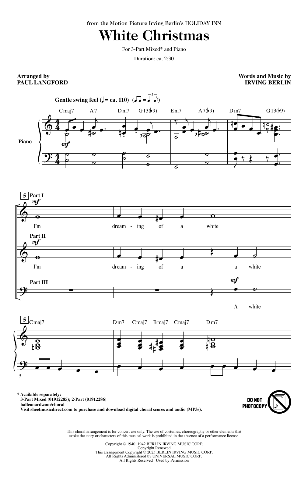 Produktgalerie: Seite 1 von 1 White Christmas, Irving Berlin, Chor