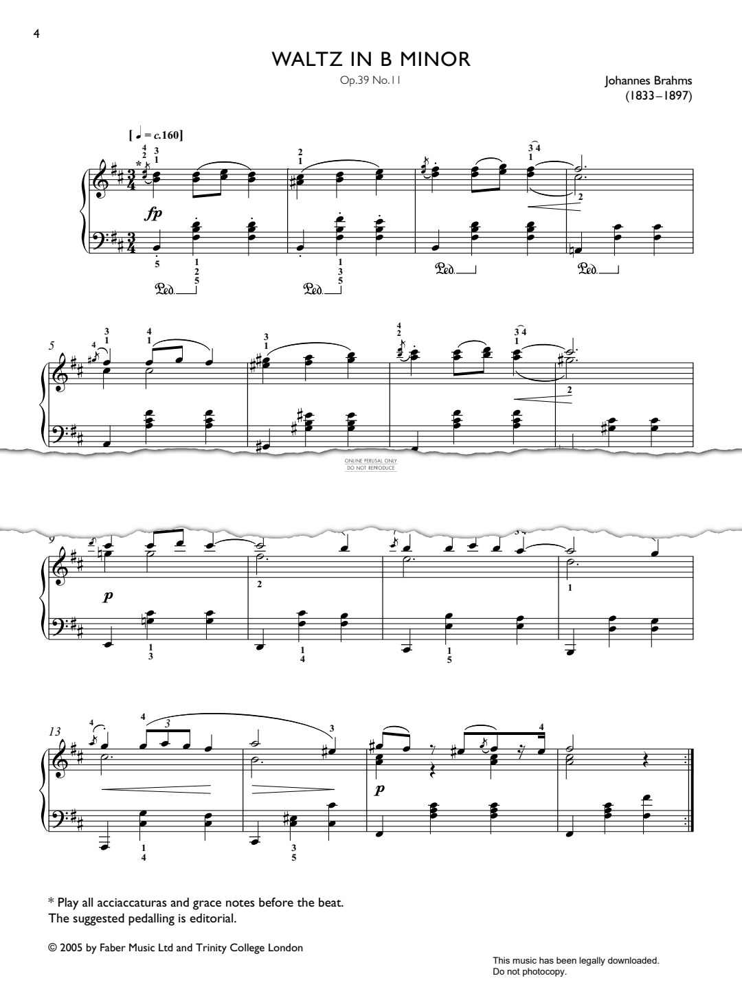 Produktgalerie: Seite 1 von 1 Waltz In B Minor, Op.39 No.11, Johannes Brahms, Klavier