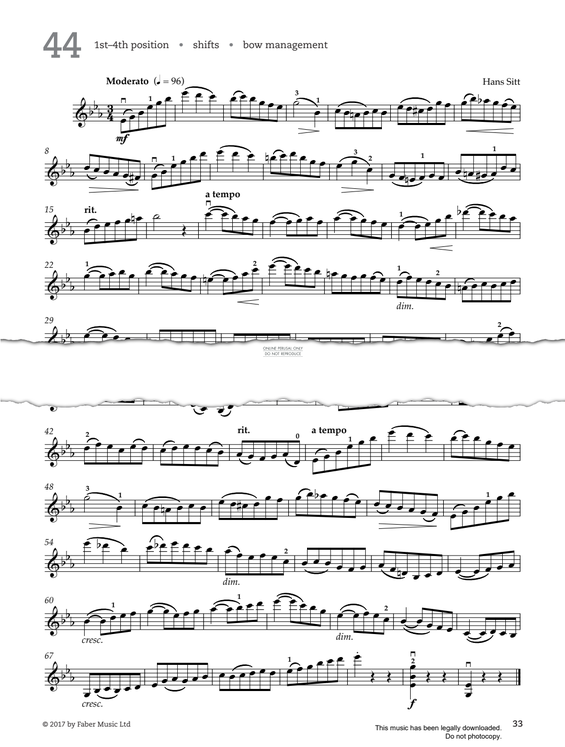 Produktgalerie: Seite 1 von 1 Study No.44 Moderato (from '80 Graded Studies For Violin Book One'), Hans Sitt, Violine