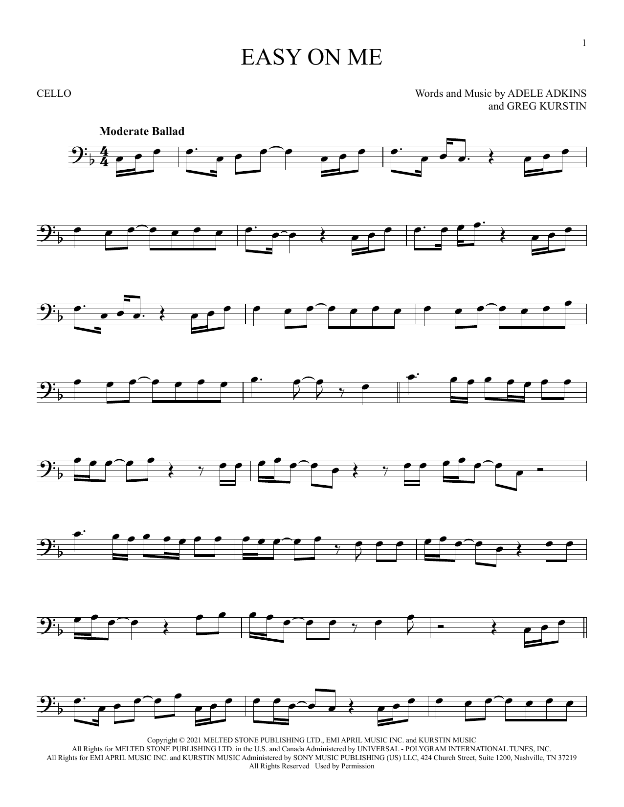 Produktgalerie: Seite 1 von 1 Easy On Me, Adele, Violoncello