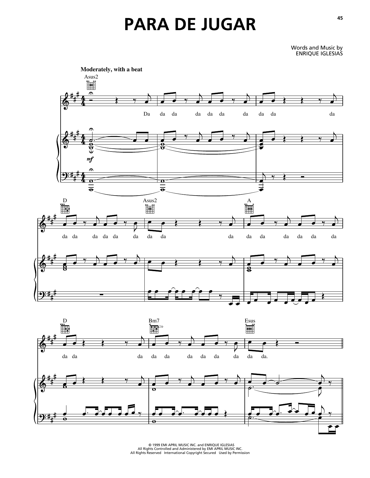Produktgalerie: Seite 1 von 1 Para De Jugar, Enrique Iglesias, Gesang, Gitarre, Klavier