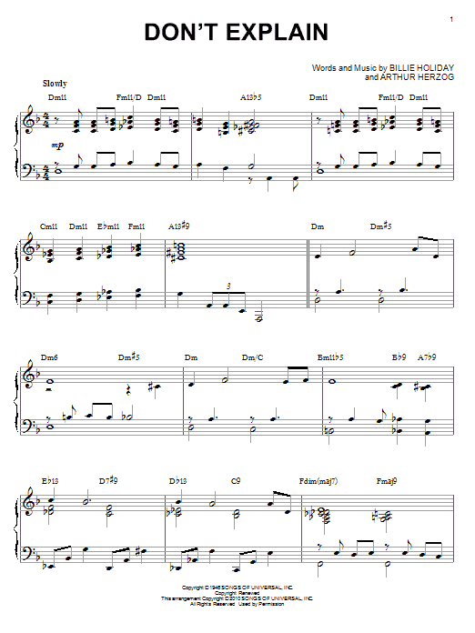 Product gallery: Page 1 of 1 Don't Explain (arr. Brent Edstrom), Billie Holiday