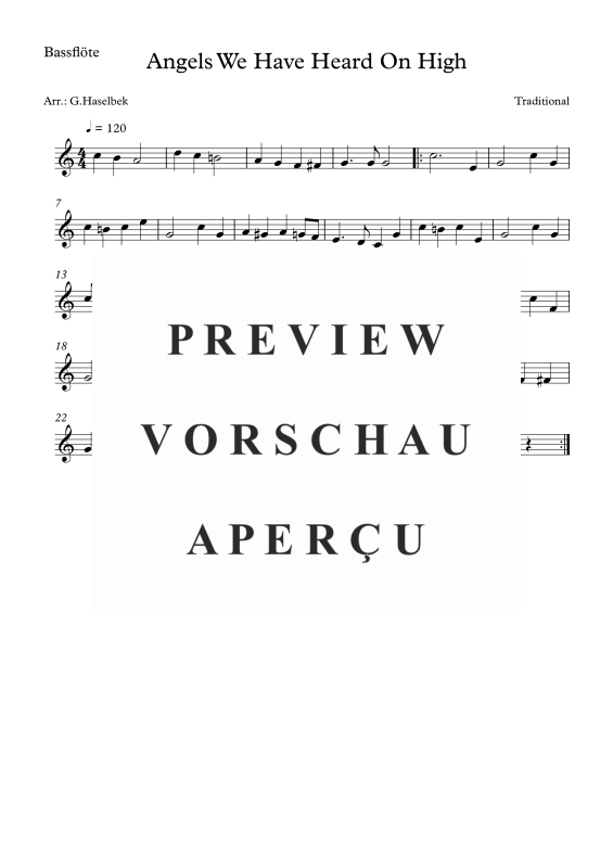 gallery: Angels We Have Heard On High, , Flute Quartet 3x Flute and Bass Flute