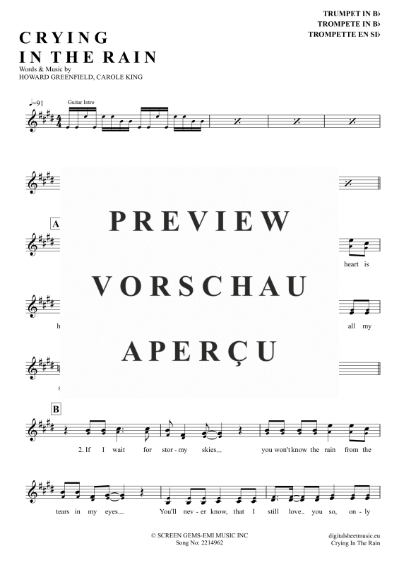 Product gallery: Page 2 of 4 Crying In The Rain , A-Ha, Trumpet in B-flat