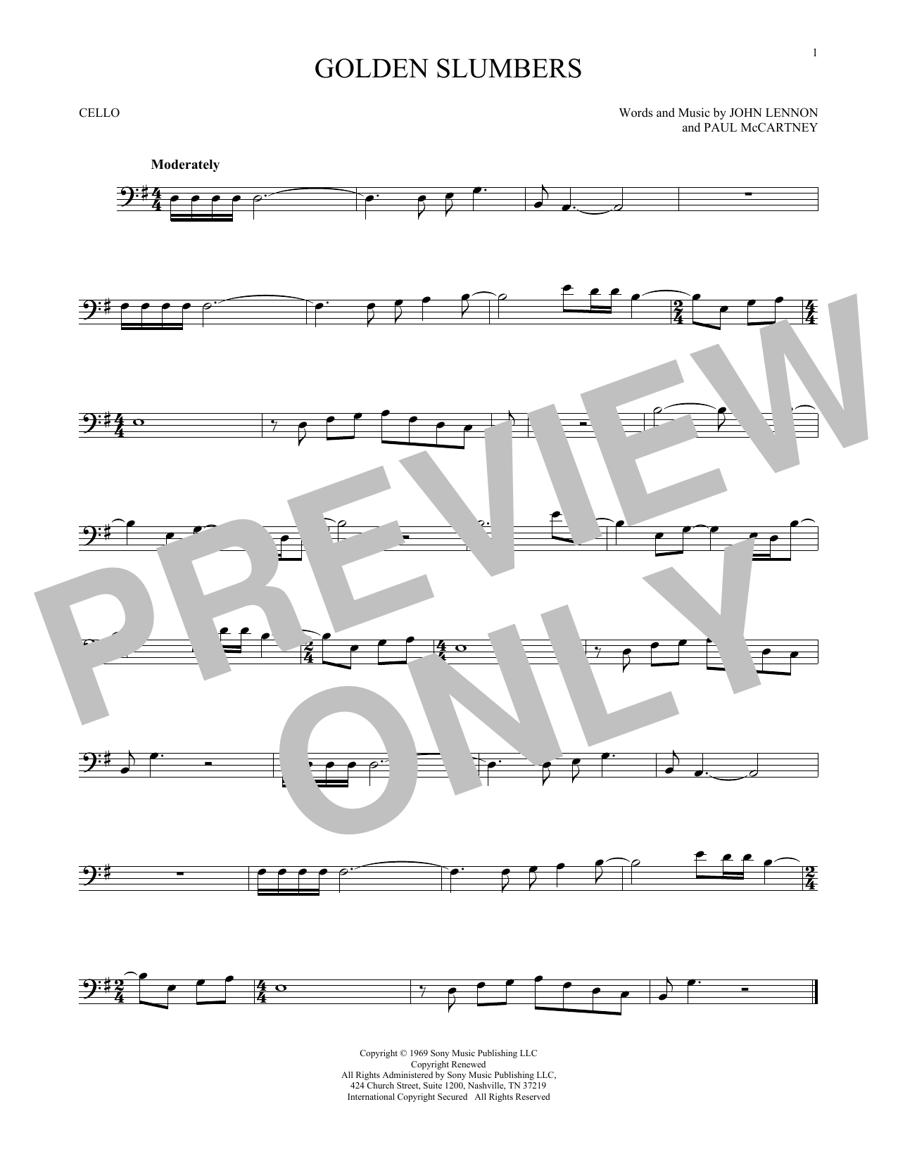 Produktgalerie: Seite 1 von 1 Golden Slumbers, The Beatles, Violoncello