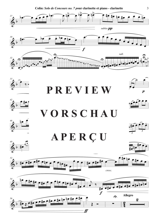 Product gallery: Page 15 of 21 Solo de Concours no. 7 , Colin, Charles (1862-1881)/Wehage, Paul Arr., (clarinet in Bb + piano)