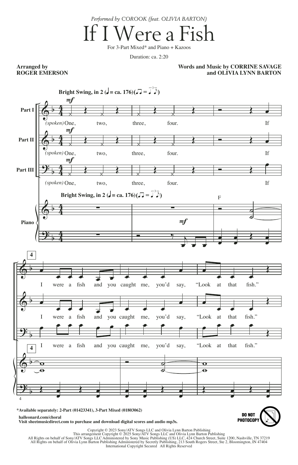 Produktbild zu: If I Were A Fish (arr. Roger Emerson)