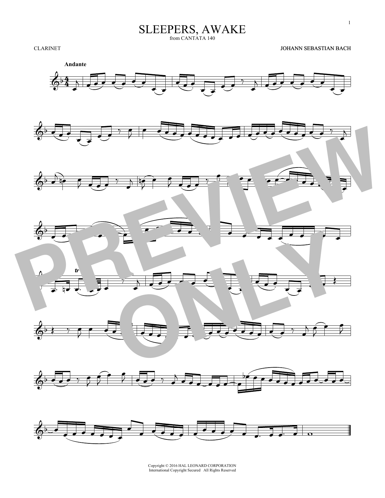 Produktgalerie: Seite 1 von 1 Sleepers, Awake (Wachet Auf), Johann Sebastian Bach, Klarinette