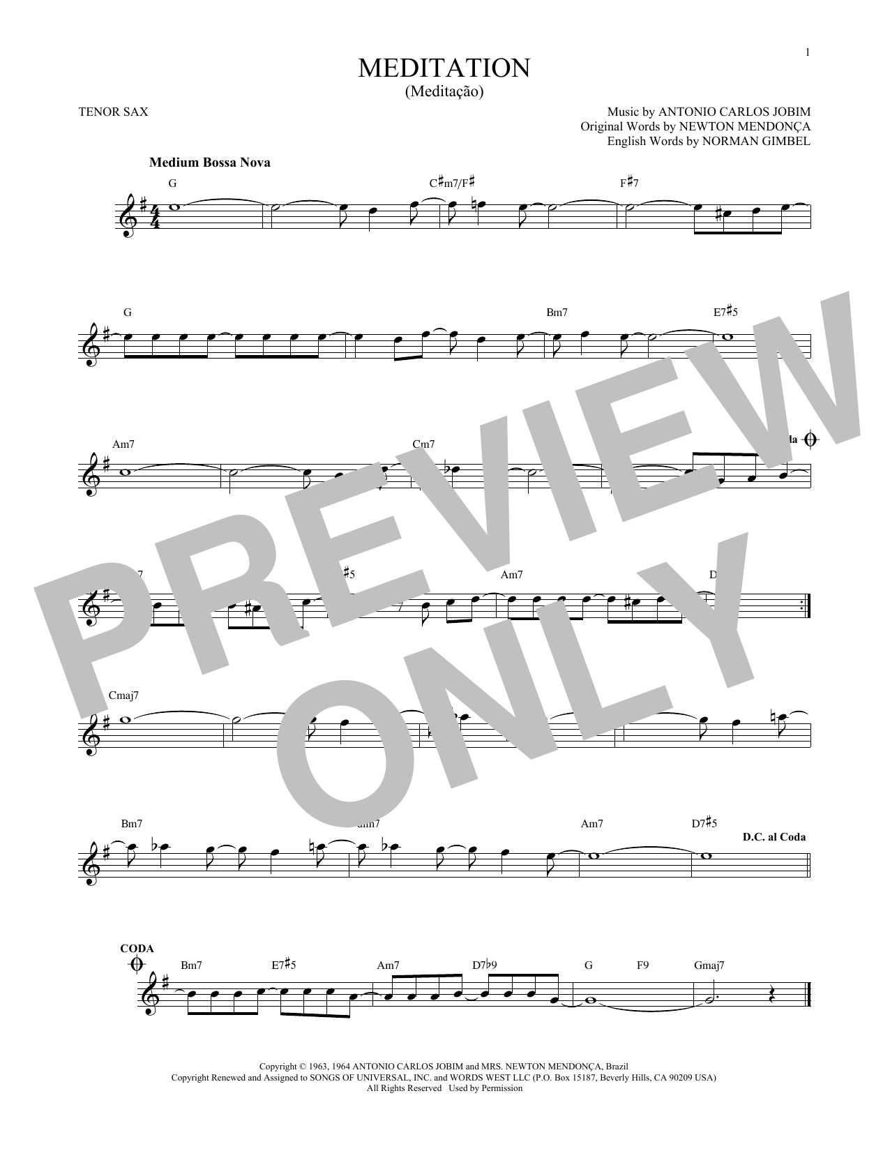 Product gallery: Page 1 of 1 Meditation (Meditacao), Antonio Carlos Jobim