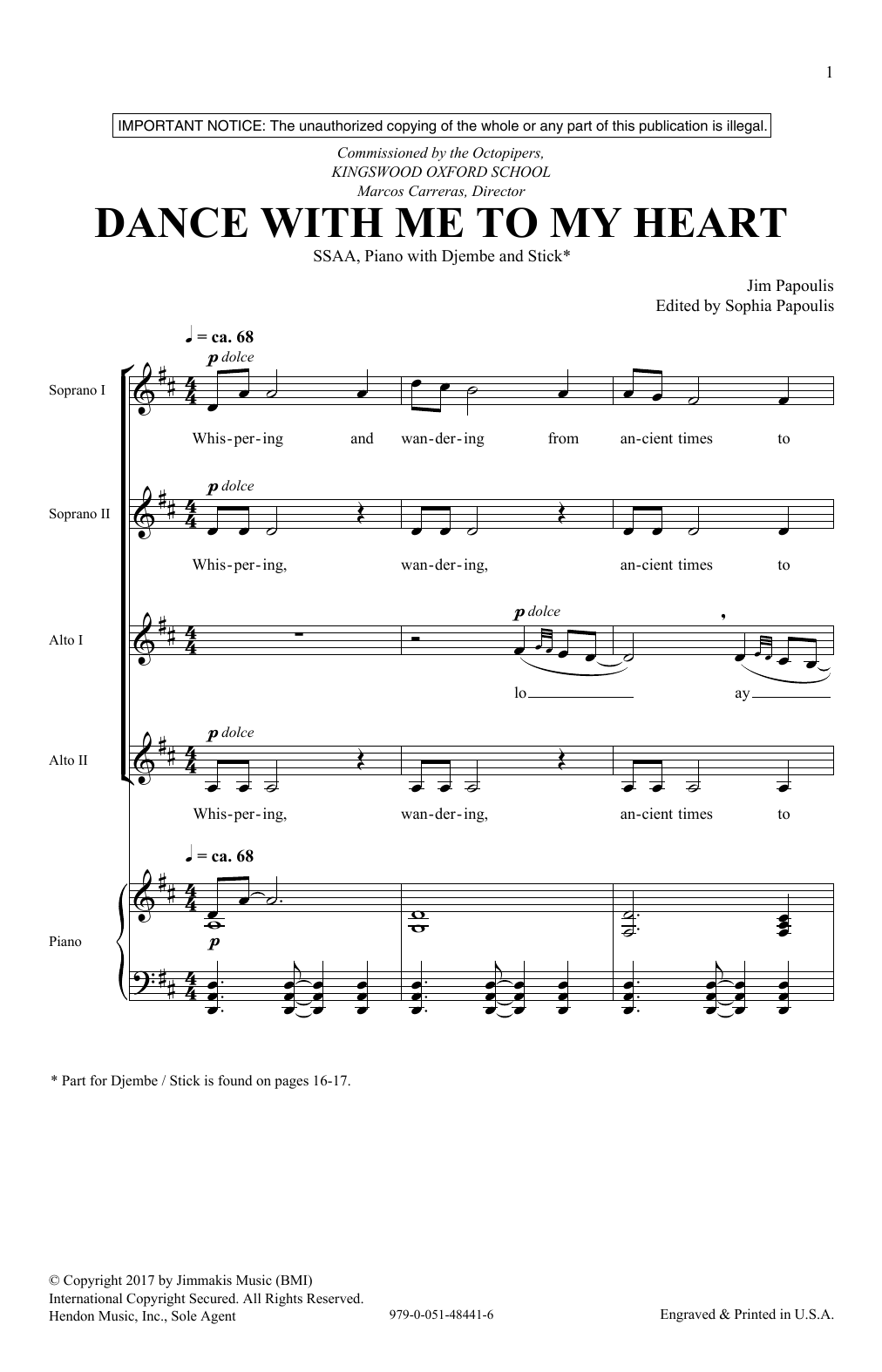 Produktgalerie: Seite 1 von 1 Dance With Me To My Heart, Jim Papoulis, Chor