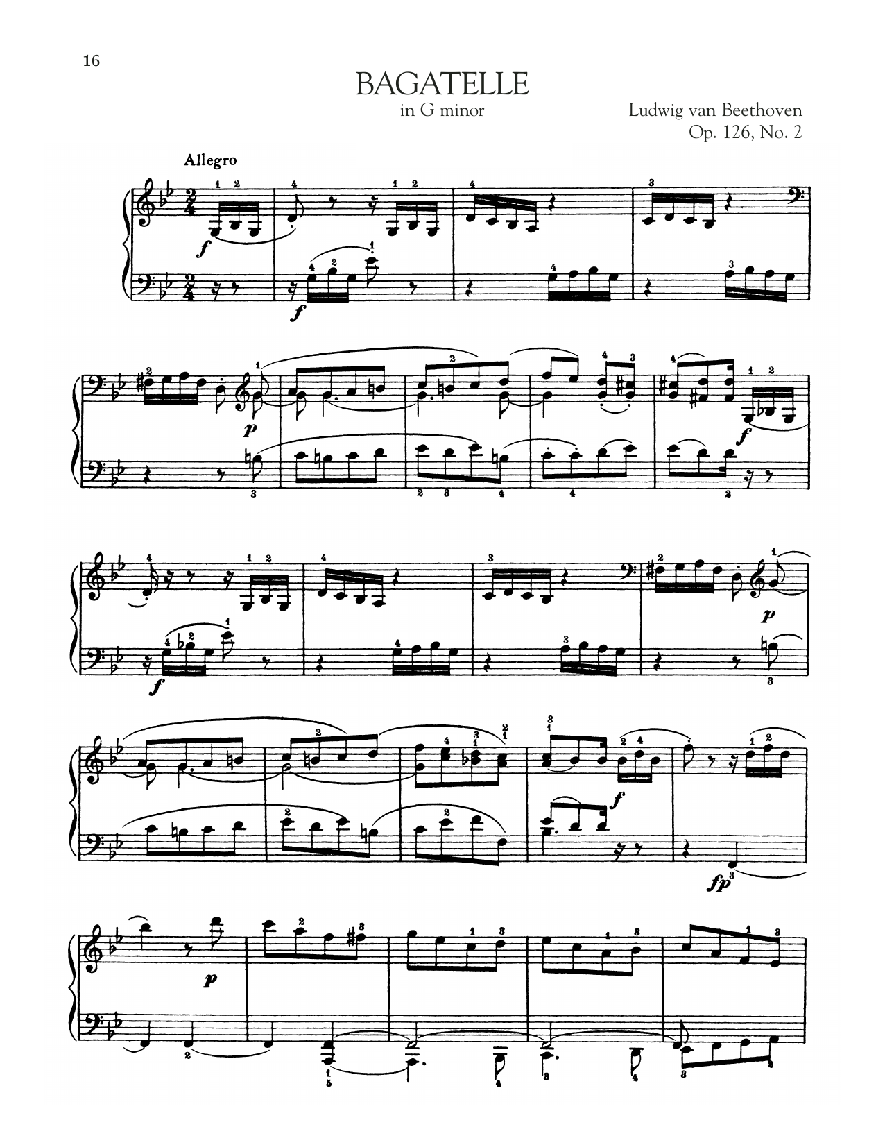 Product gallery: Page 1 of 1 Bagatelle In G Minor, Op. 126, No. 2, Ludwig Van Beethoven