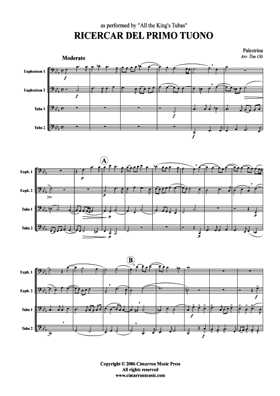 Product picture to: Ricercar del primo tuono Giovanni Pierluigi da Palestrina