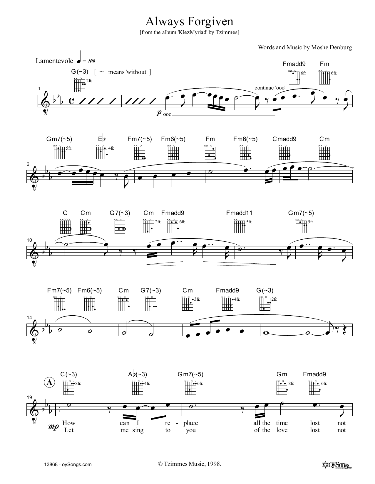 Produktgalerie: Seite 1 von 1 Always Forgiven, Moshe Denburg, Melodieinstrument