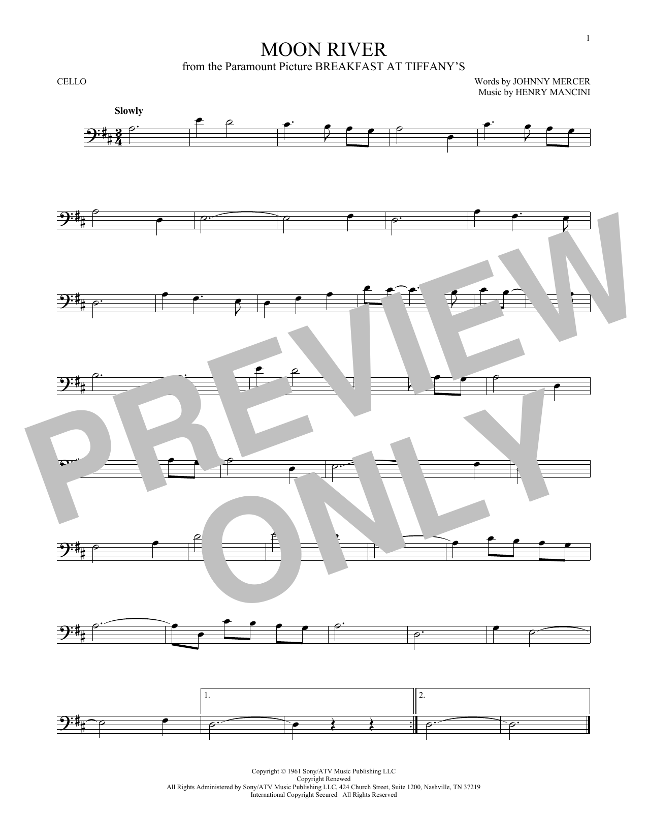 Produktgalerie: Seite 1 von 1 Moon River, Henry Mancini, Violoncello