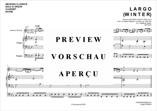 Product gallery: Page 2 of 4 Largo (Winter) , ,  (clarinet in Bb + organ)