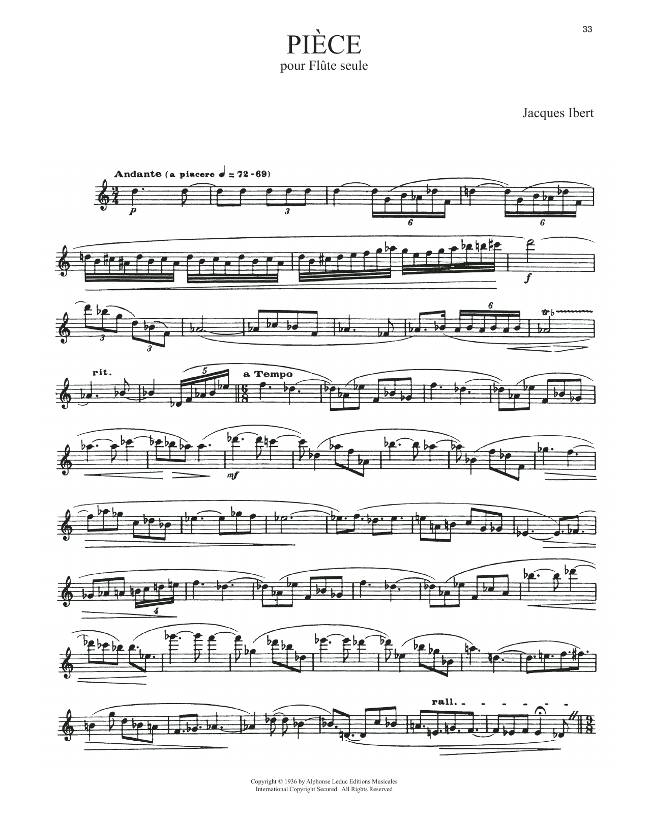 Product gallery: Page 1 of 1 Piece Pour Flute Seule, Jacques Ibert