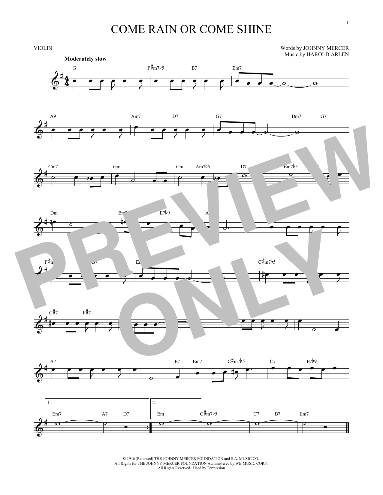 Product gallery: Page 1 of 1 Come Rain Or Come Shine, Harold Arlen