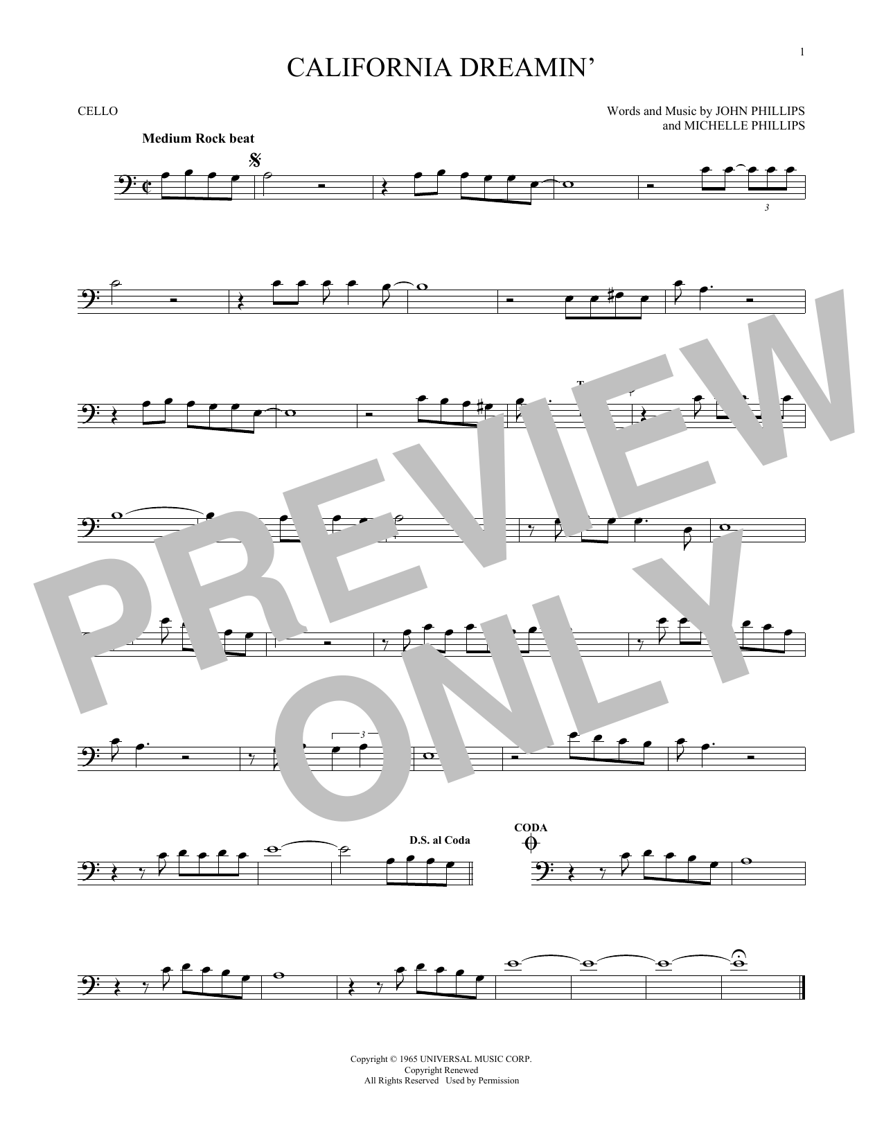 Produktgalerie: Seite 1 von 1 California Dreamin', The Mamas & The Papas, Violoncello