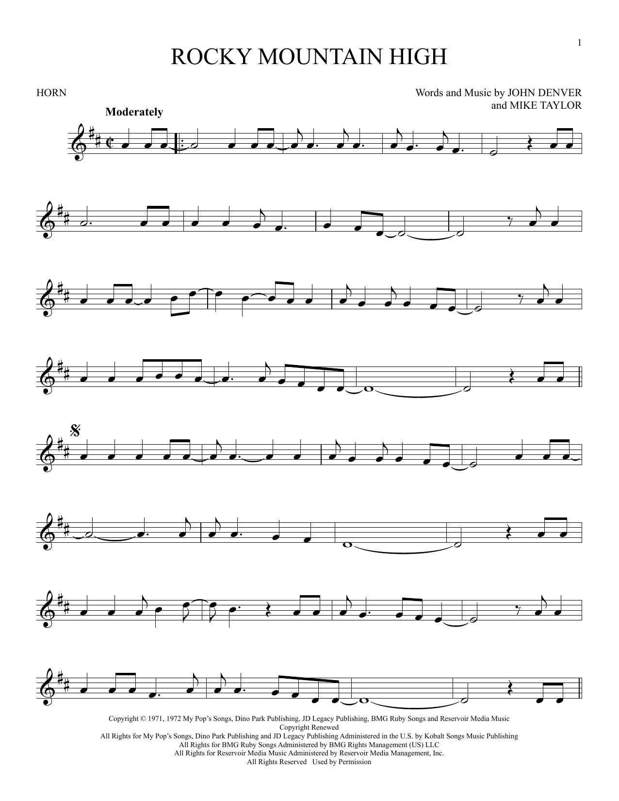 Produktgalerie: Seite 1 von 1 Rocky Mountain High, John Denver, Horn