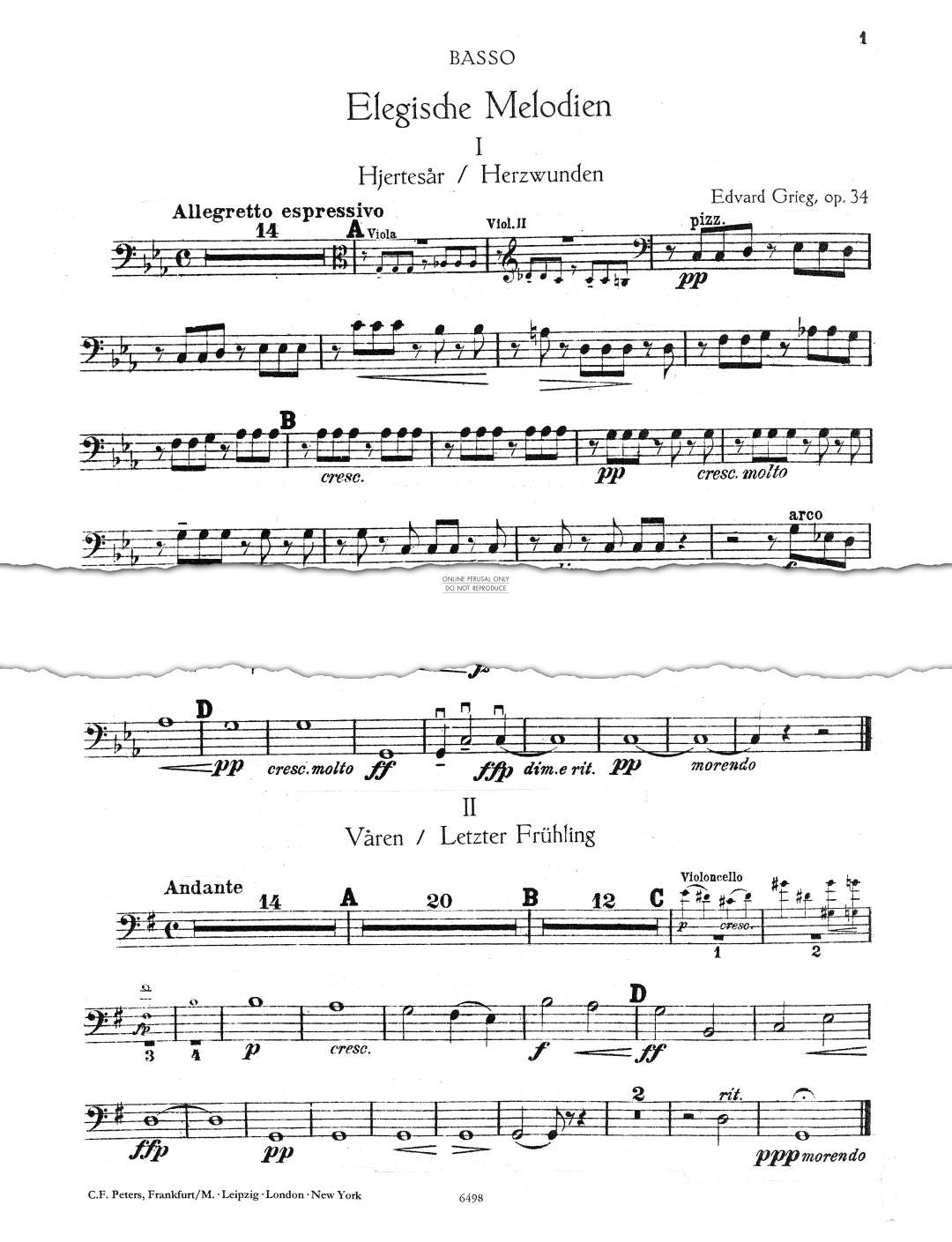 Product picture to: Elegiac Melodies, Op. 34 (Bass)