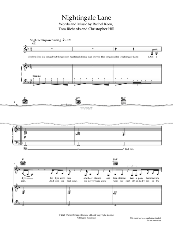 Produktgalerie: Seite 1 von 1 Nightingale Lane, Raye, Gesang, Gitarre, Klavier