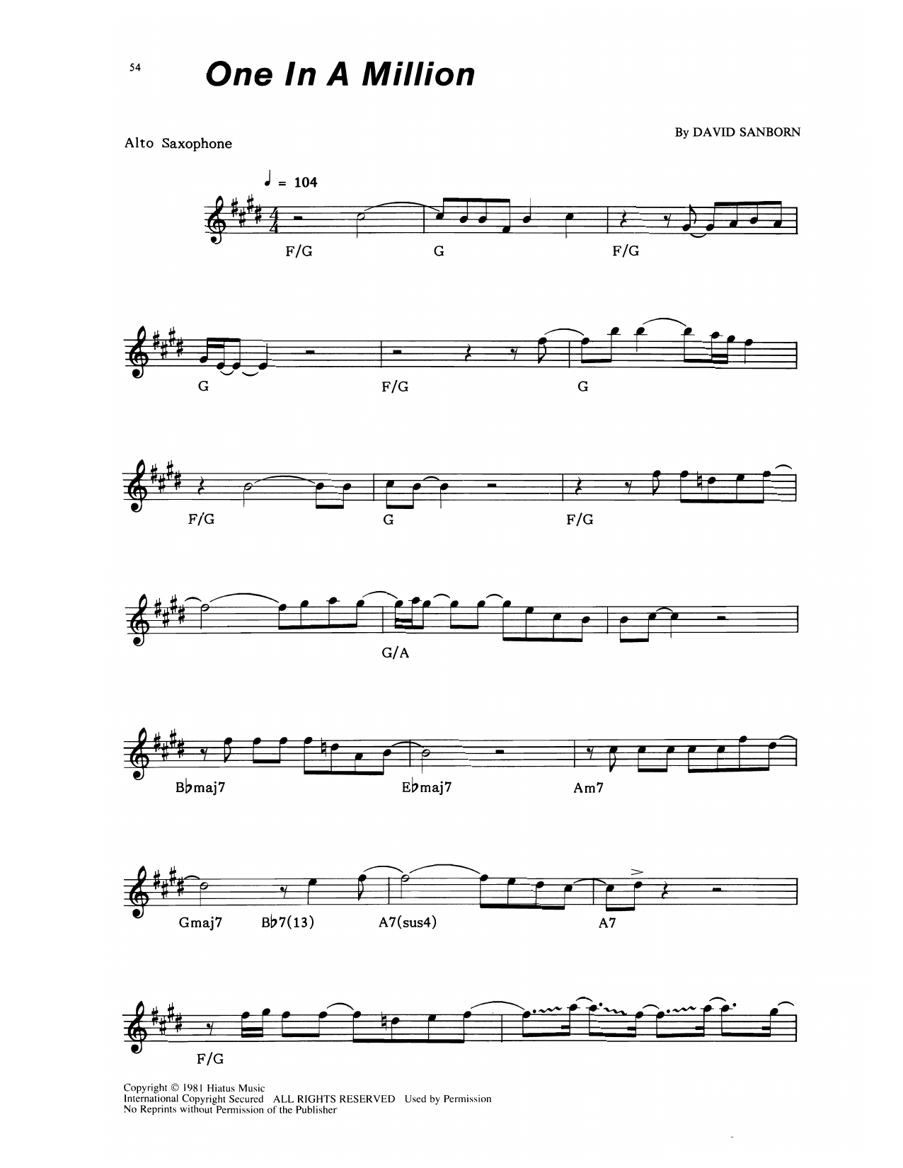 Product gallery: Page 1 of 1 One In A Million, David Sanborn