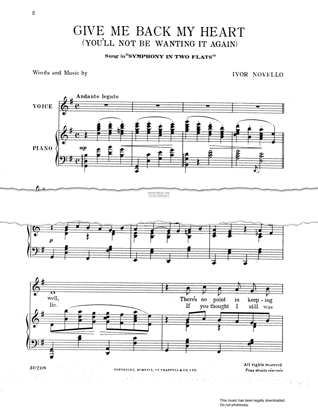Produktbild zu: Give Me Back My Heart (You'll Not Be Wanting It Again) (from 'Symphony In Two Flats')