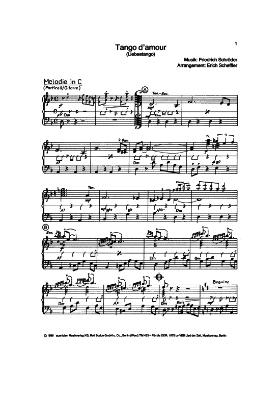 Produktbild zu: Tango damourCombo (1.-4.St. C, B, Es,Pos, Klav, Bass, Drums)