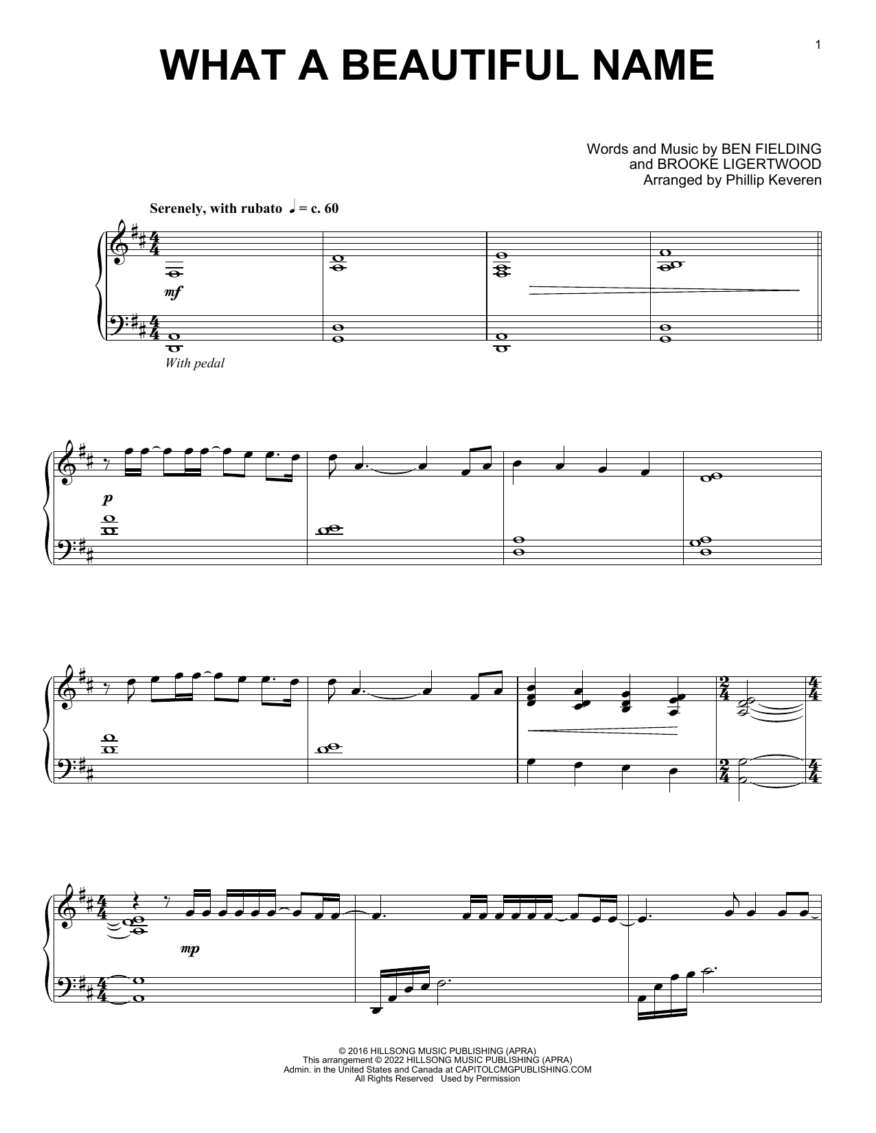 Product picture to: What A Beautiful Name (arr. Phillip Keveren)