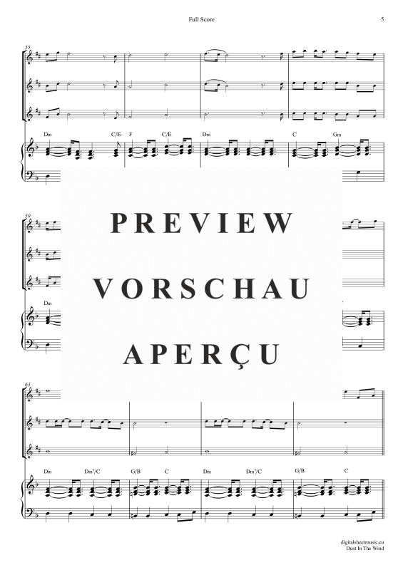 Product gallery: Page 6 of 11 Dust In The Wind, Kansas, (Saxophone Trio AAA(T) + Piano)