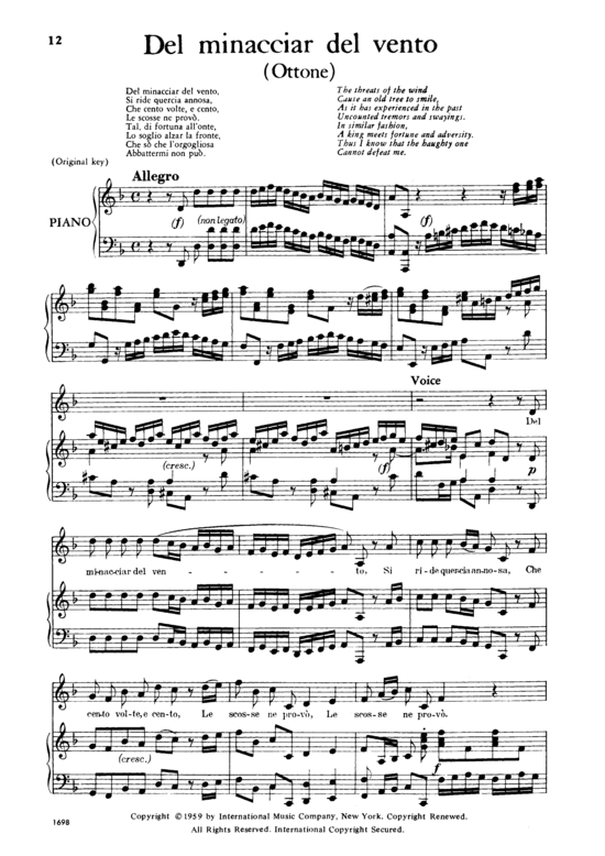 Product picture to: Del minacciar del ventoGeorg Friedrich Händel