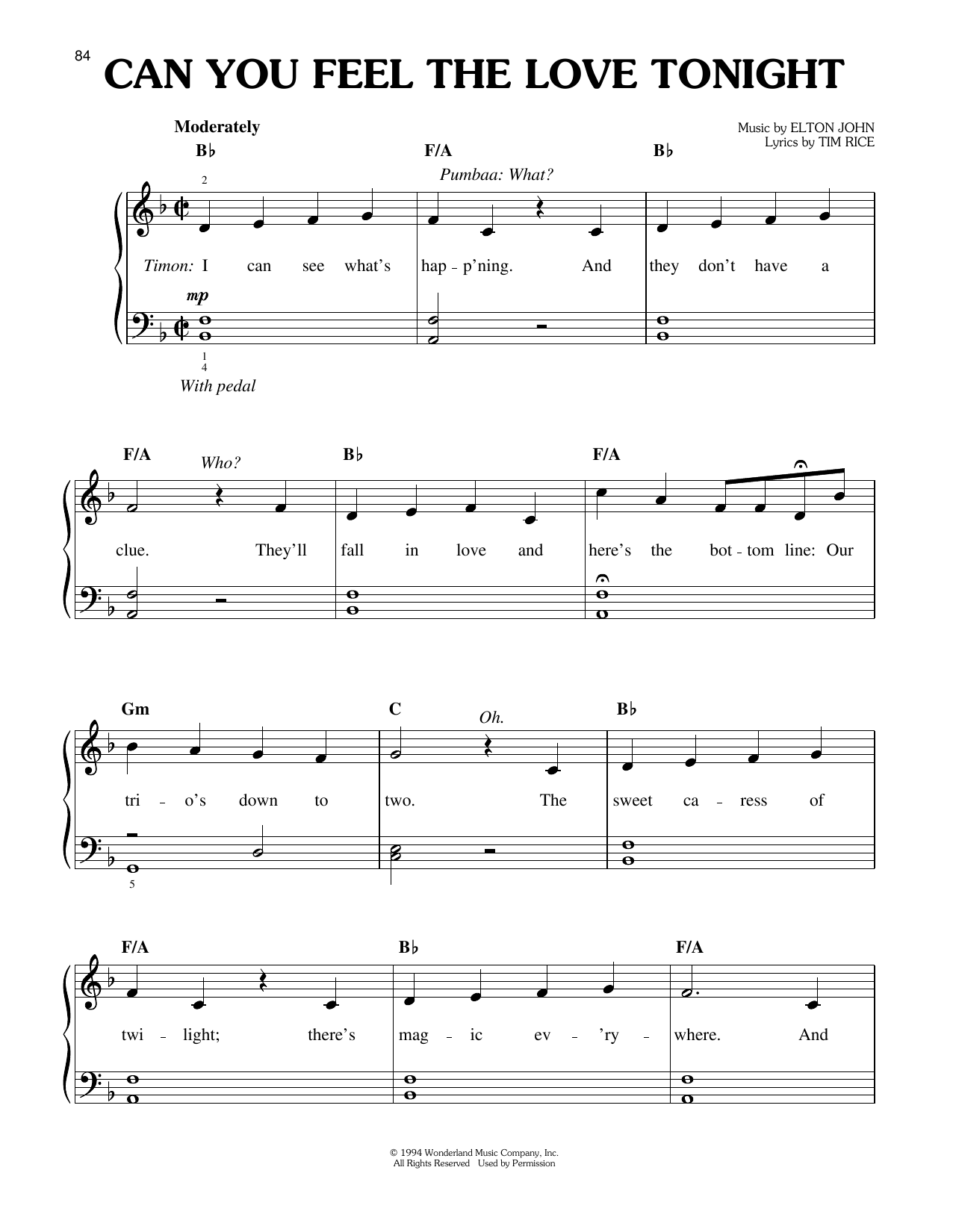 Produktbild zu: Can You Feel The Love Tonight (from The Lion King: Broadway Musical)