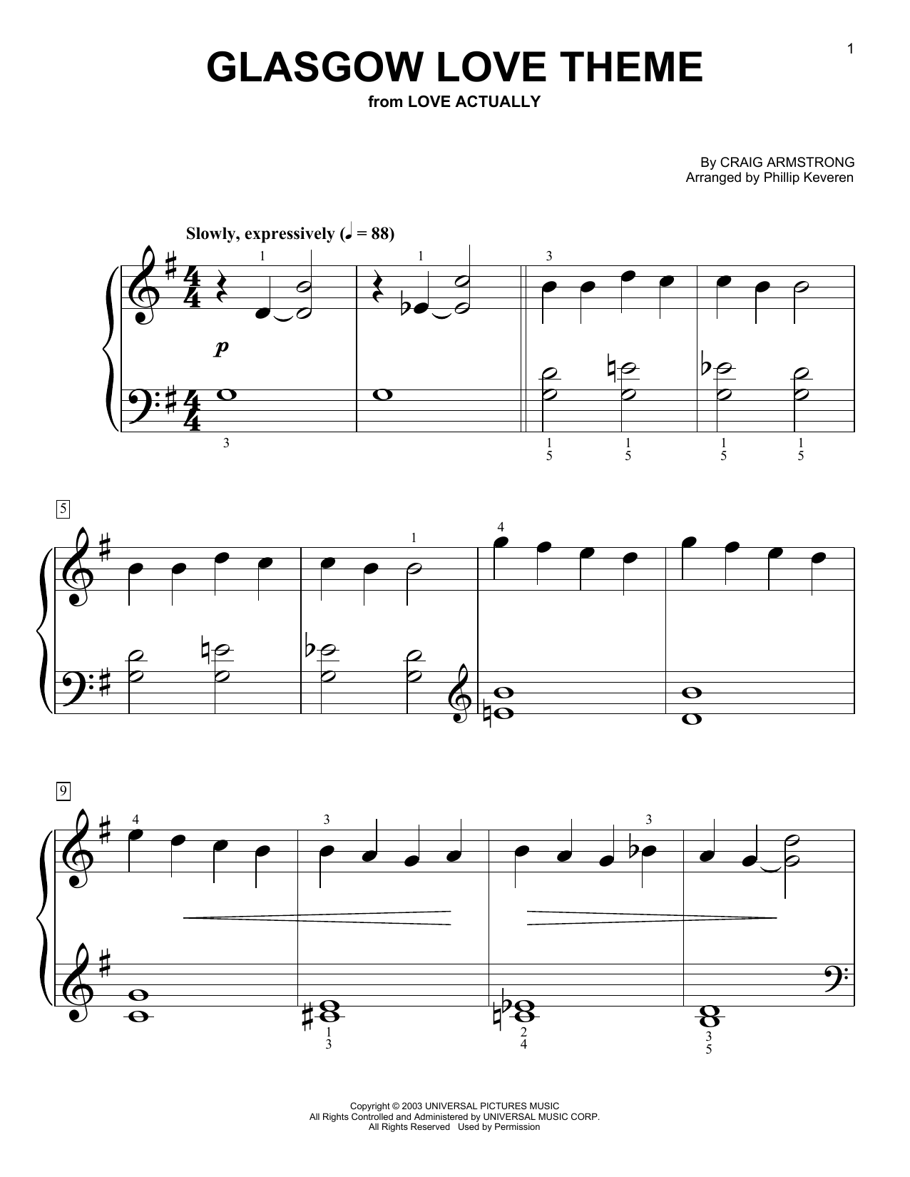 Product picture to: Glasgow Love Theme (from Love Actually) (arr. Phillip Keveren)