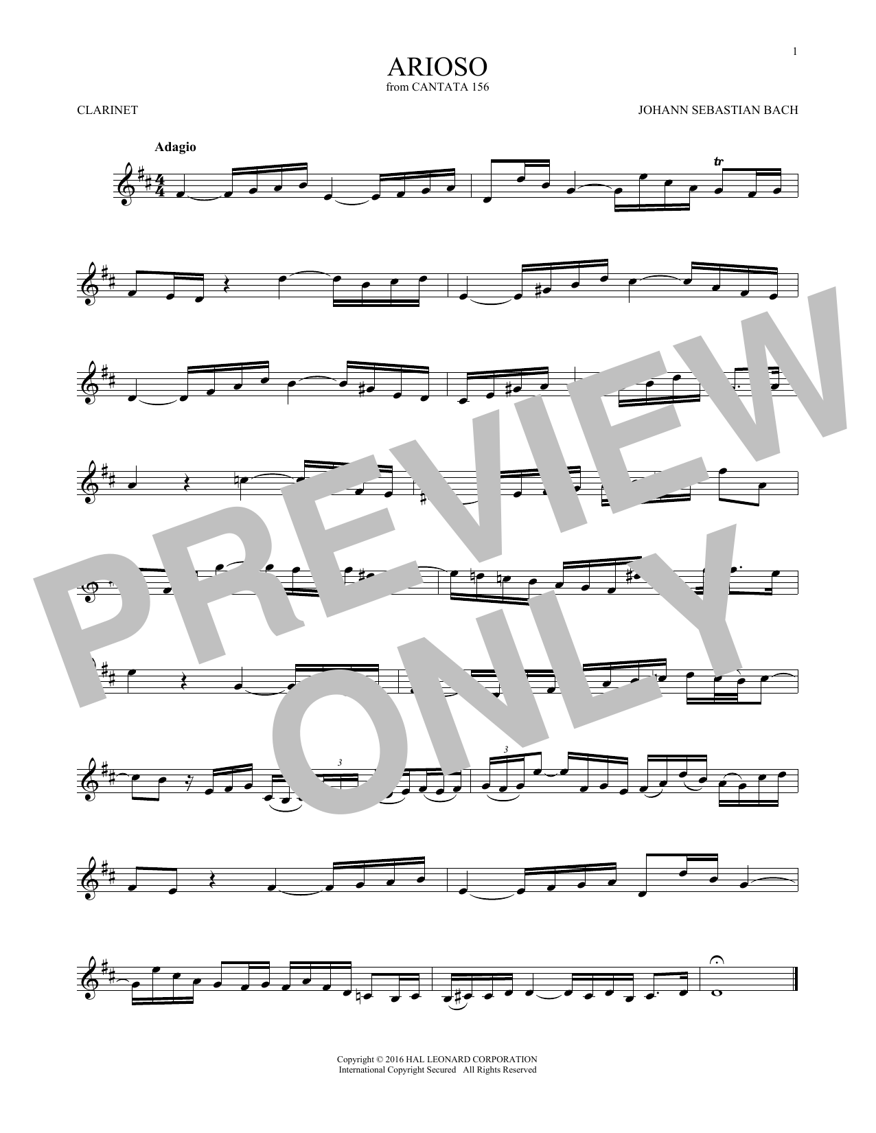 Produktgalerie: Seite 1 von 1 Arioso, Johann Sebastian Bach, Klarinette