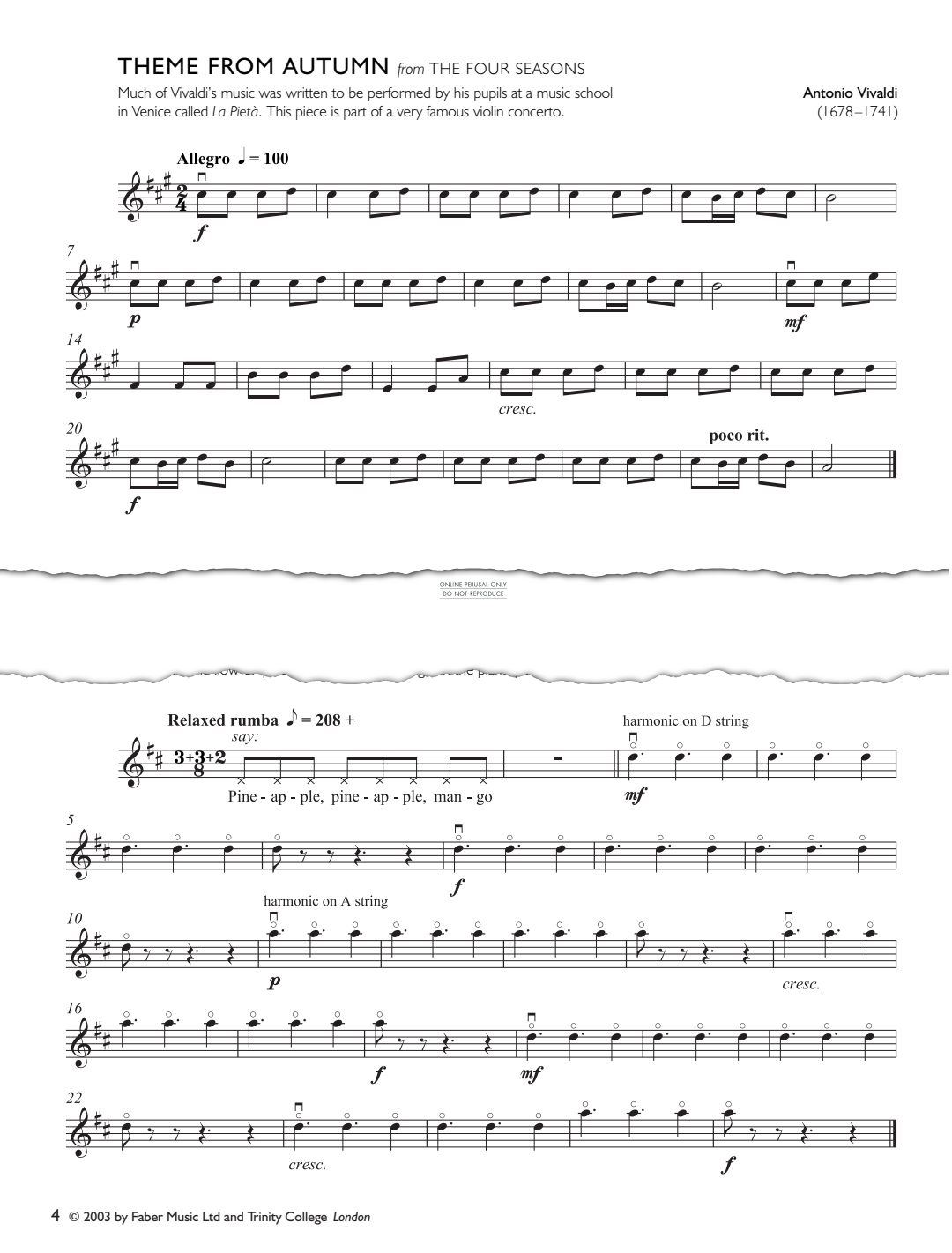 gallery: Theme from Autumn (from 'The Four Seasons'), Antonio Vivaldi, Klavier, Violine