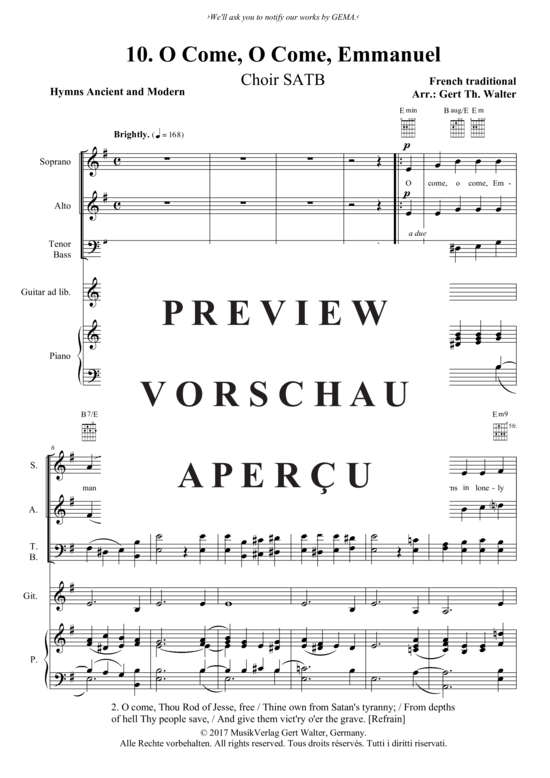 Produktgalerie: Seite 2 von 3 O Come, O Come, Emmanuel , , (Gemischter Chor, Gitarre + Klavier)