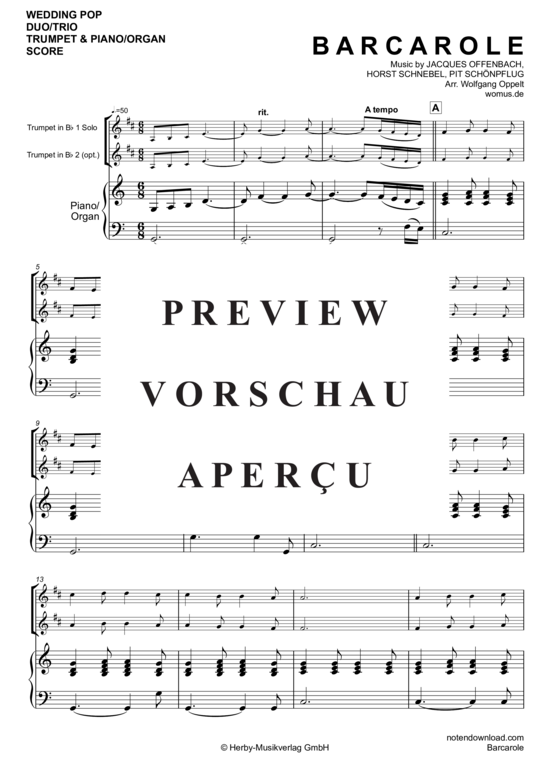 Produktgalerie: Seite 2 von 9 Barcarole , Simoni Edward, (1-2 Trompeten in B + Klavier/Orgel)