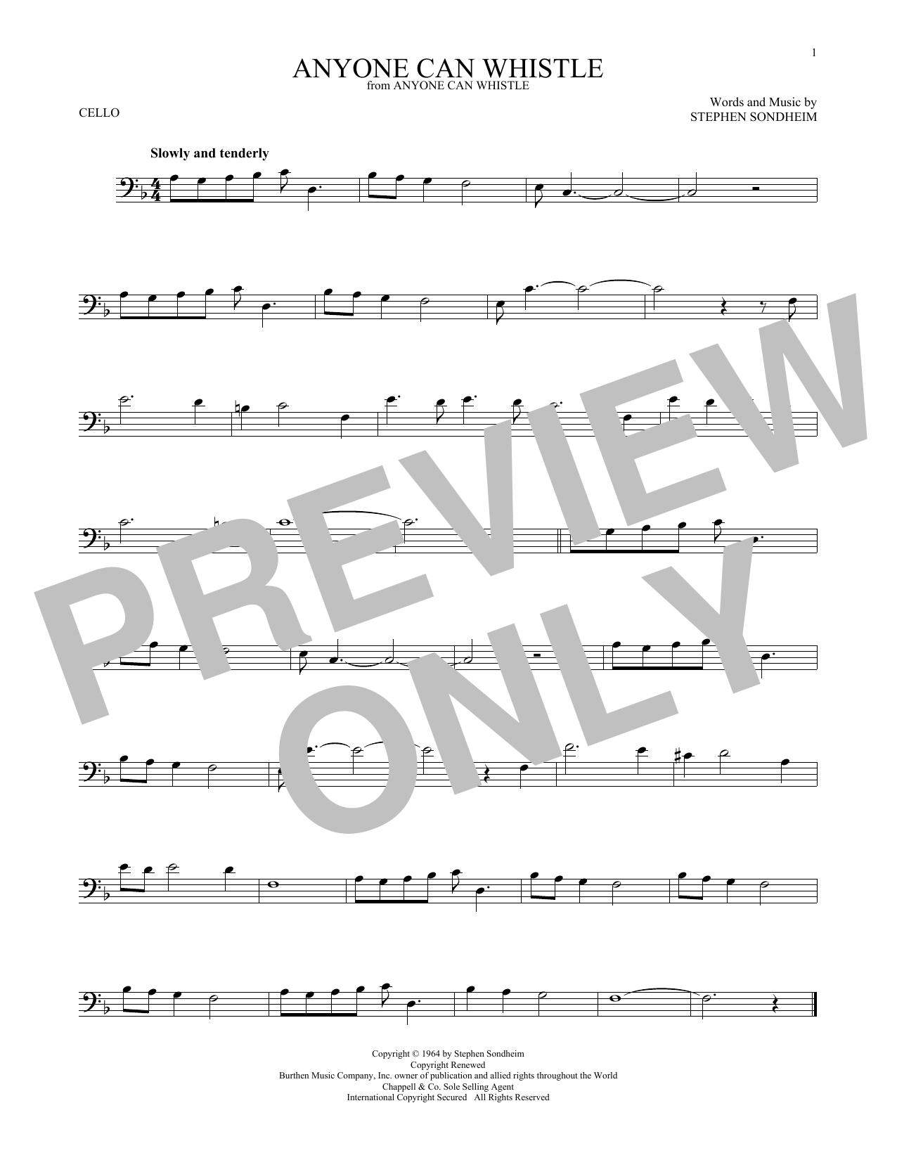 Produktgalerie: Seite 1 von 1 Anyone Can Whistle, Stephen Sondheim, Violoncello