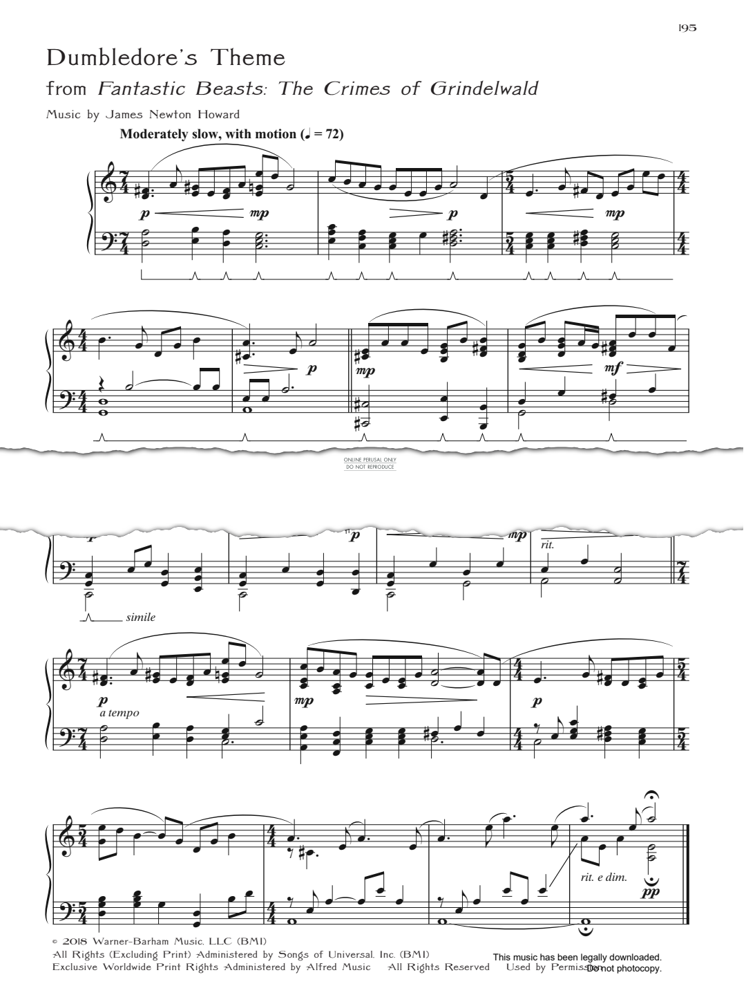 gallery: Dumbledore's Theme (from 'Fantastic Beasts: The Crimes Of Grindelwald'), James Newton Howard