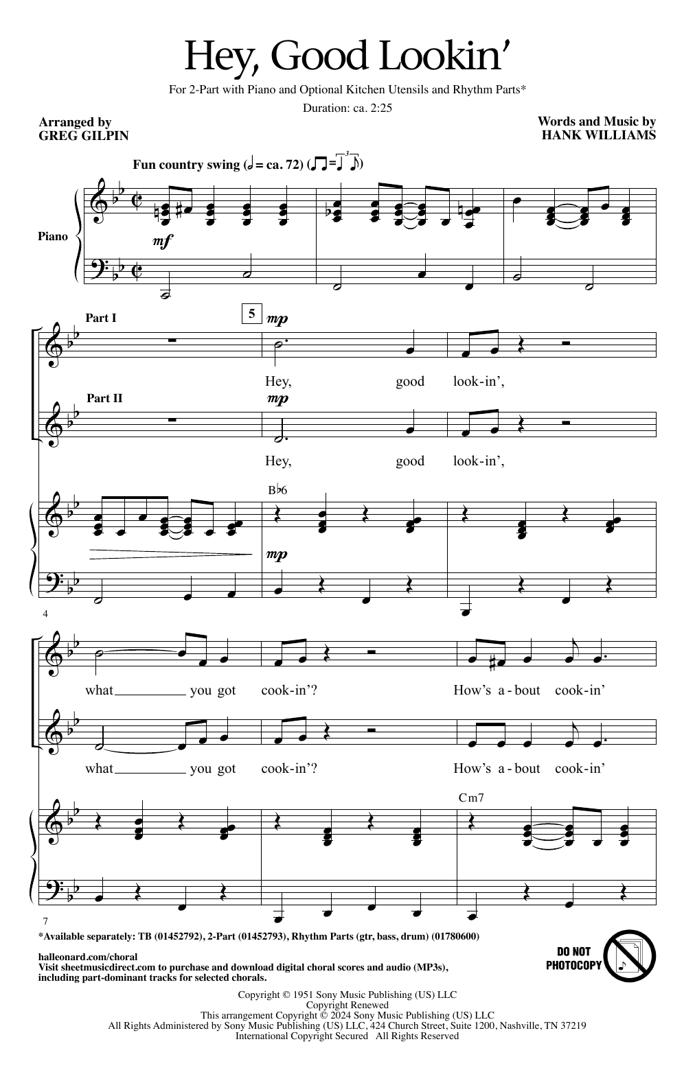 Product picture to: Hey, Good Lookin' (arr. Greg Gilpin)