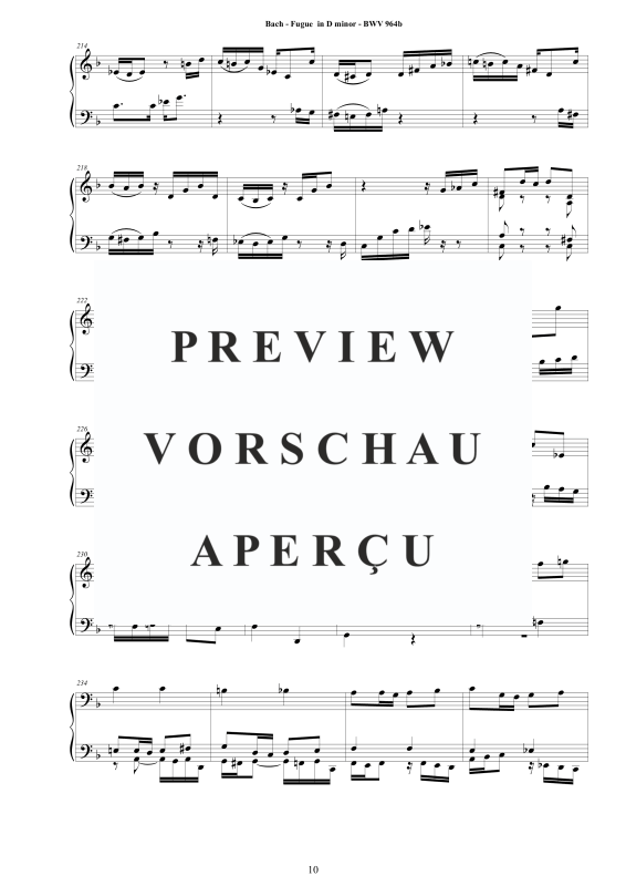 Produktgalerie: Seite 11 von 11 Fuge in D-Moll BWV 964b, , Klavier Solo
